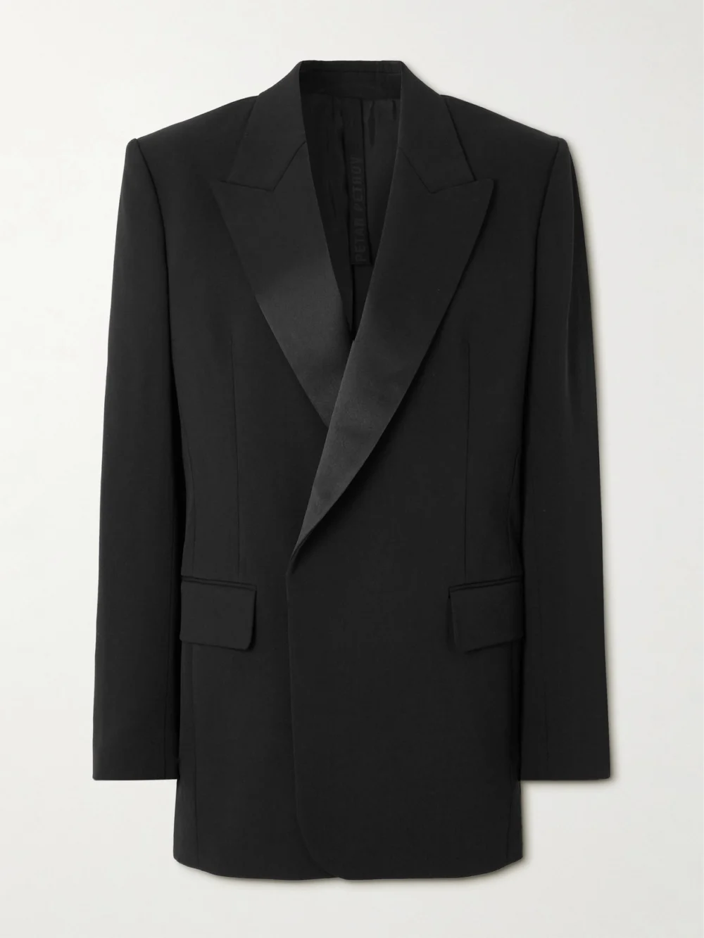 Petar Petrov Double-breasted Satin-trimmed Wool-blend Blazer in black