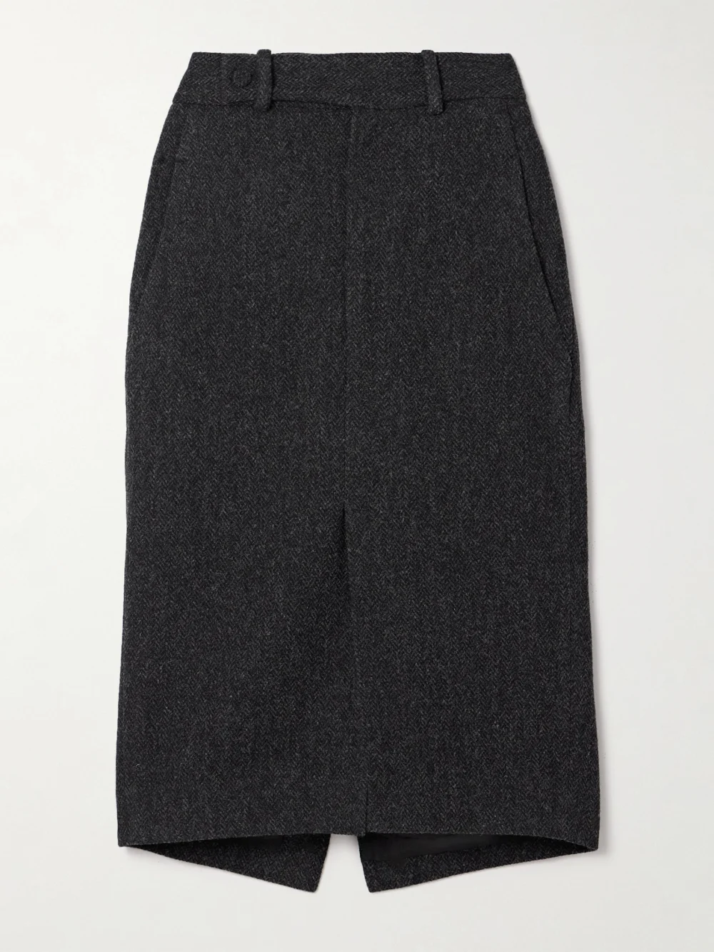 Petar Petrov Spy Herringbone Wool Skirt in charcoal