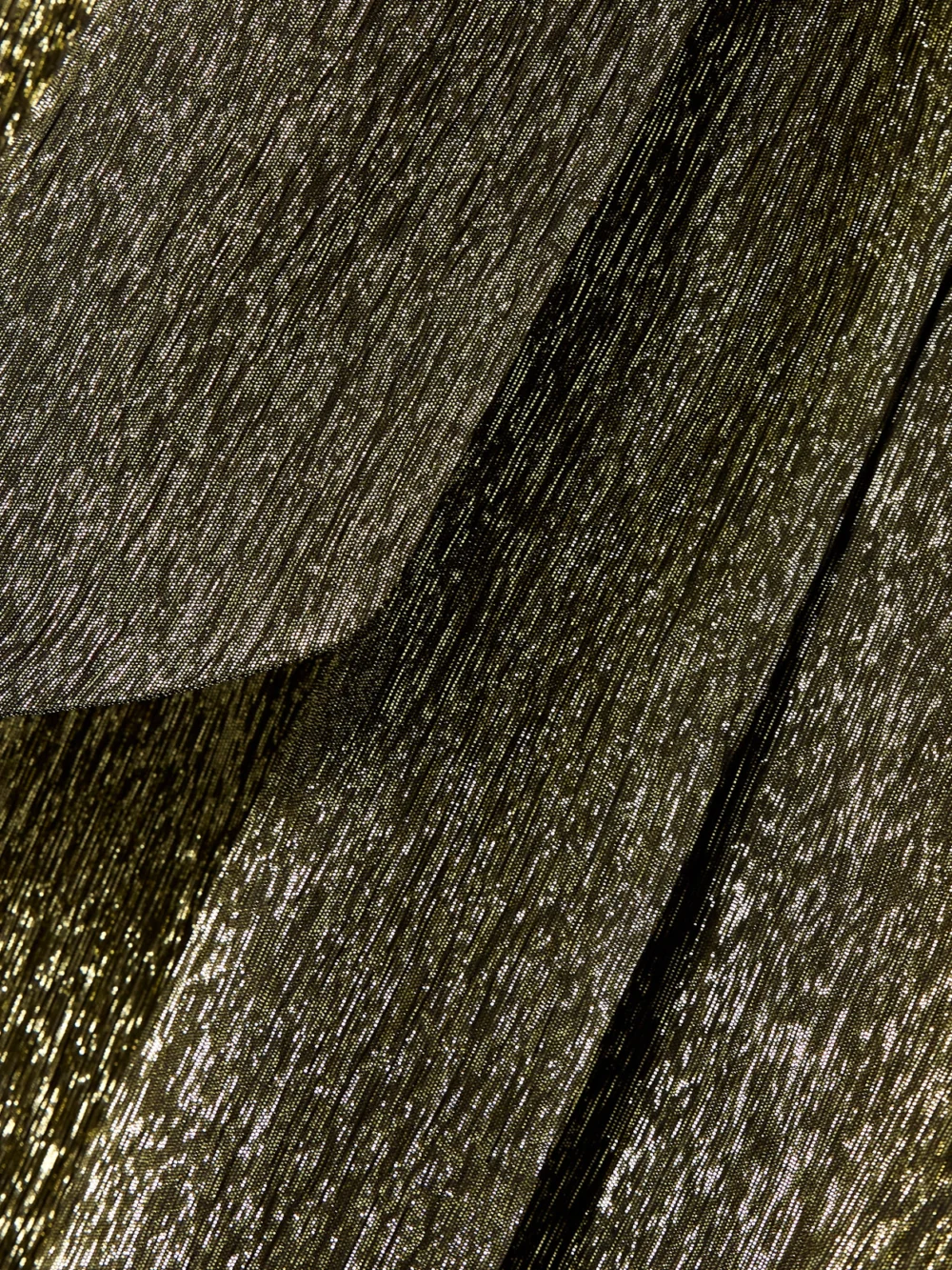 Close-up detail of the Petar Petrov Treasure Pussy-bow Silk-blend Lamé Shirt