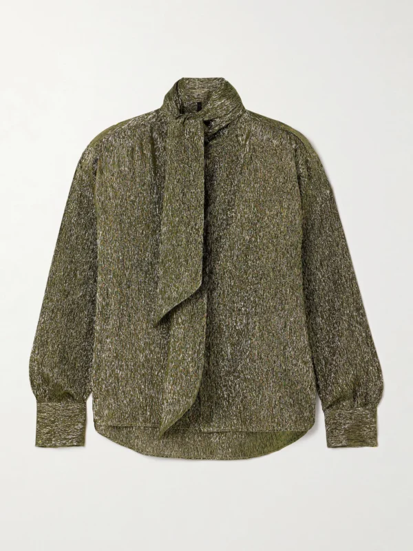 Petar Petrov Treasure Pussy-bow Silk-blend Lamé Shirt