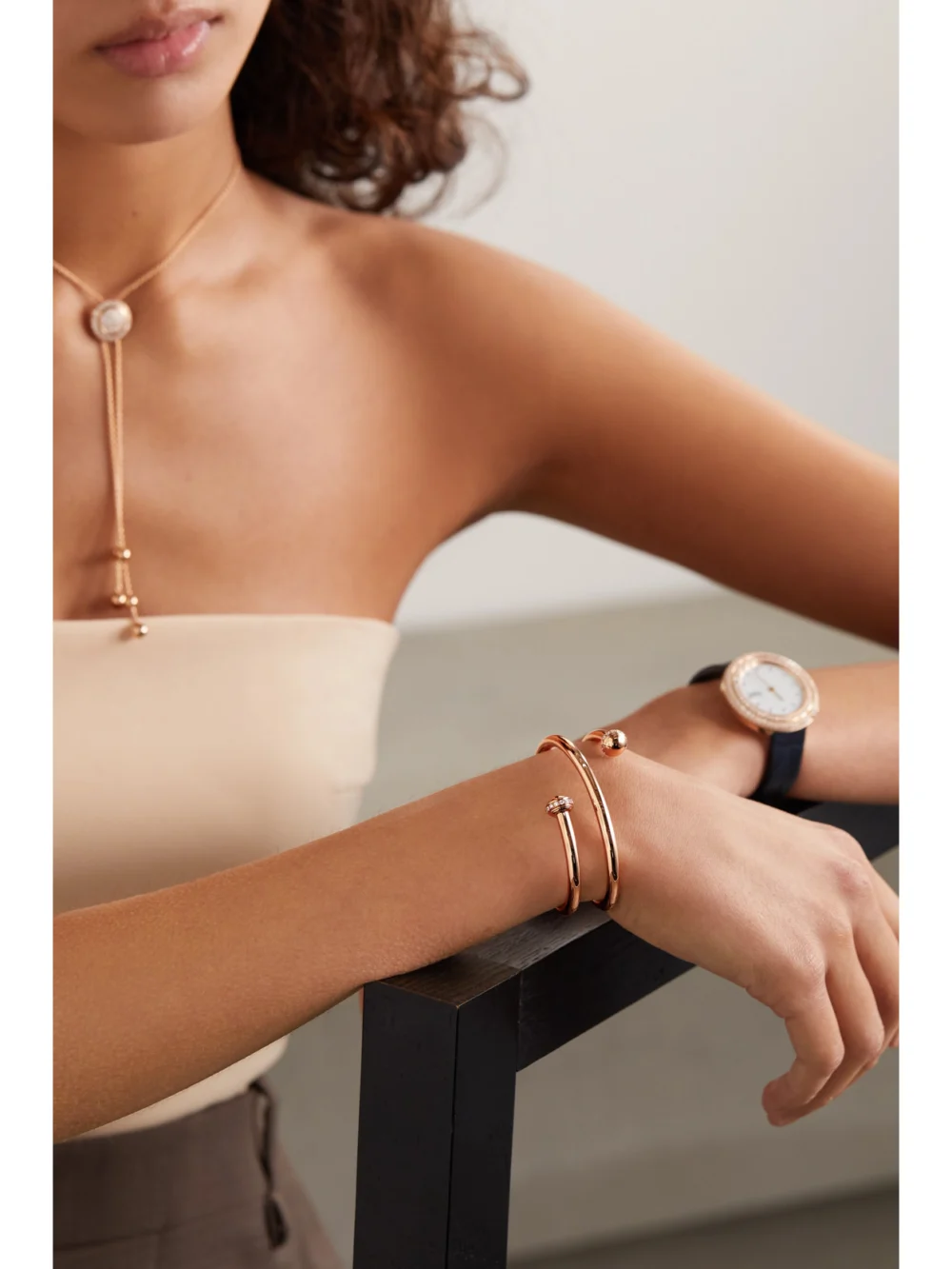 Piaget Possession 18-karat Rose Gold Diamond Bangle, styled view