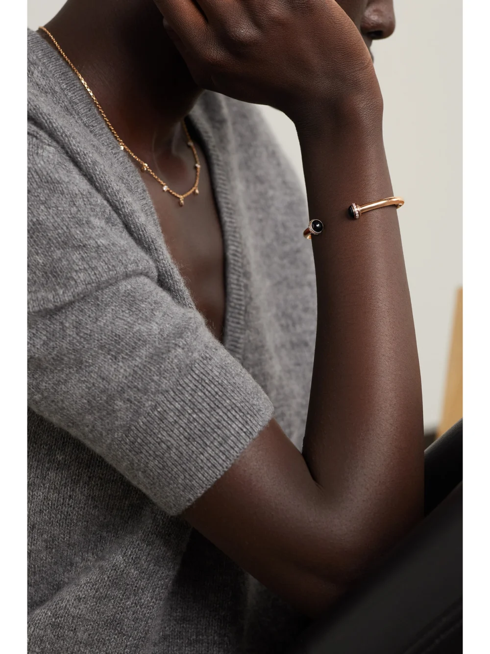 Piaget Possession 18-karat Rose Gold, Onyx and Diamond Cuff, styled view