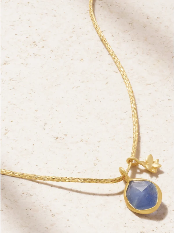 Pippa Small 18-karat Gold, Cord and Sapphire Necklace