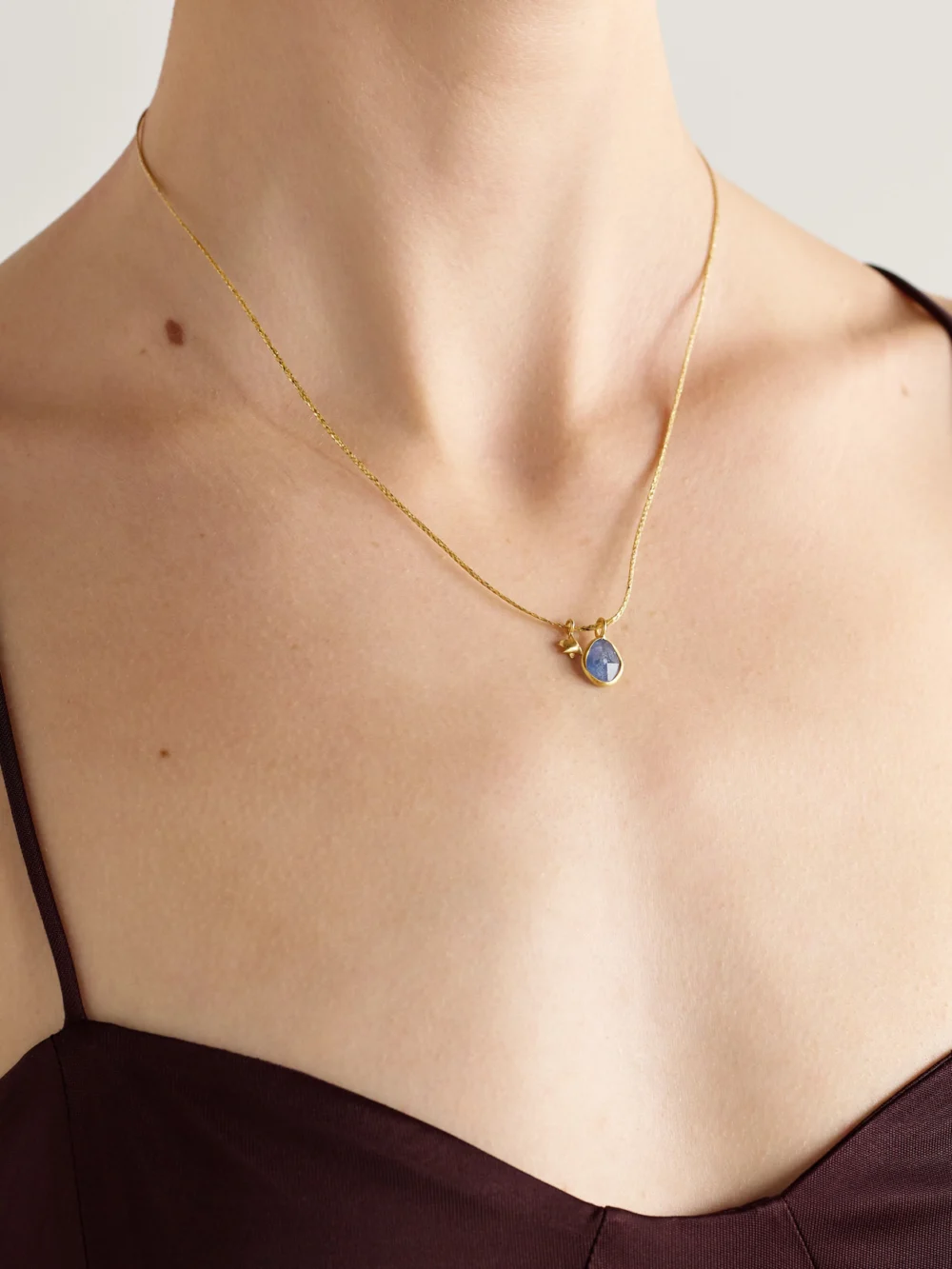 Pippa Small 18-karat Gold, Cord and Sapphire Necklace, styled view