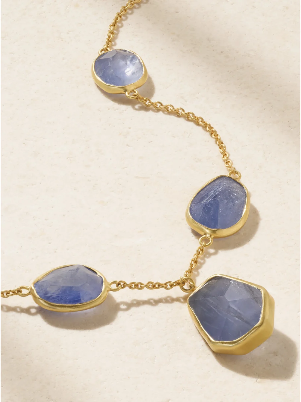 Close-up detail of the Pippa Small 18-karat Gold Sapphire Necklace
