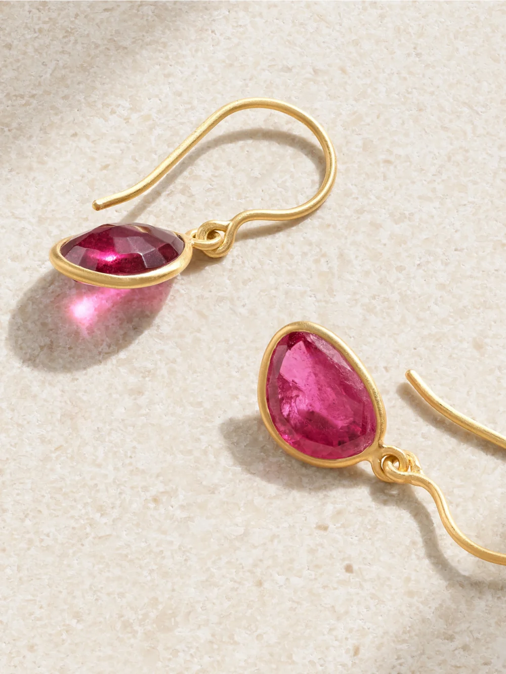 Close-up detail of the Pippa Small 18-karat Gold Tourmaline Earrings