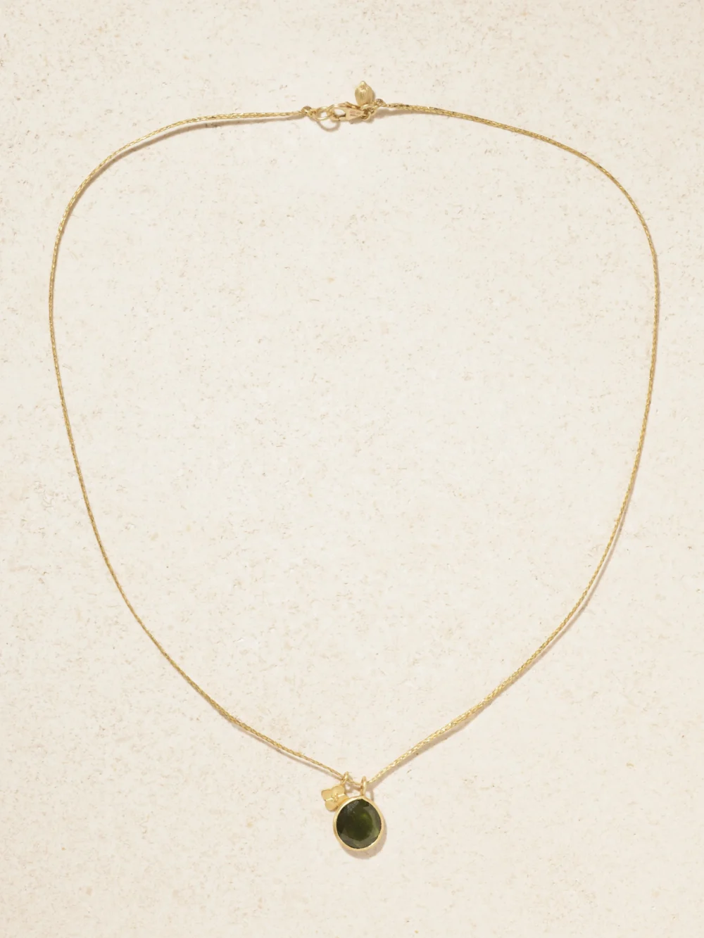 Close-up detail of the Pippa Small 18-karat Gold Tourmaline Necklace