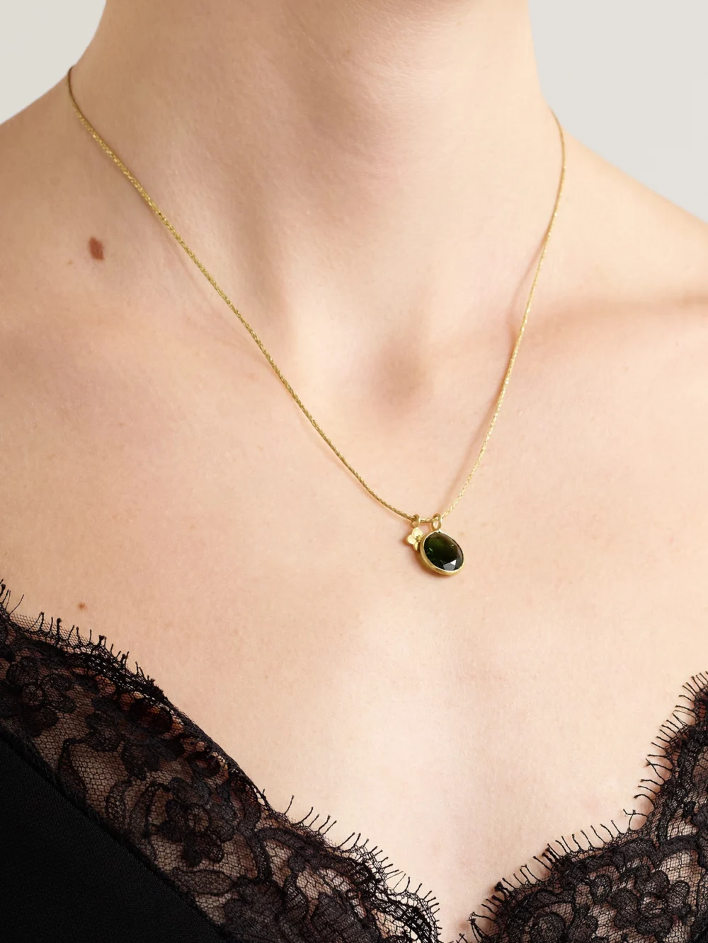 Pippa Small 18-karat Gold Tourmaline Necklace, styled view