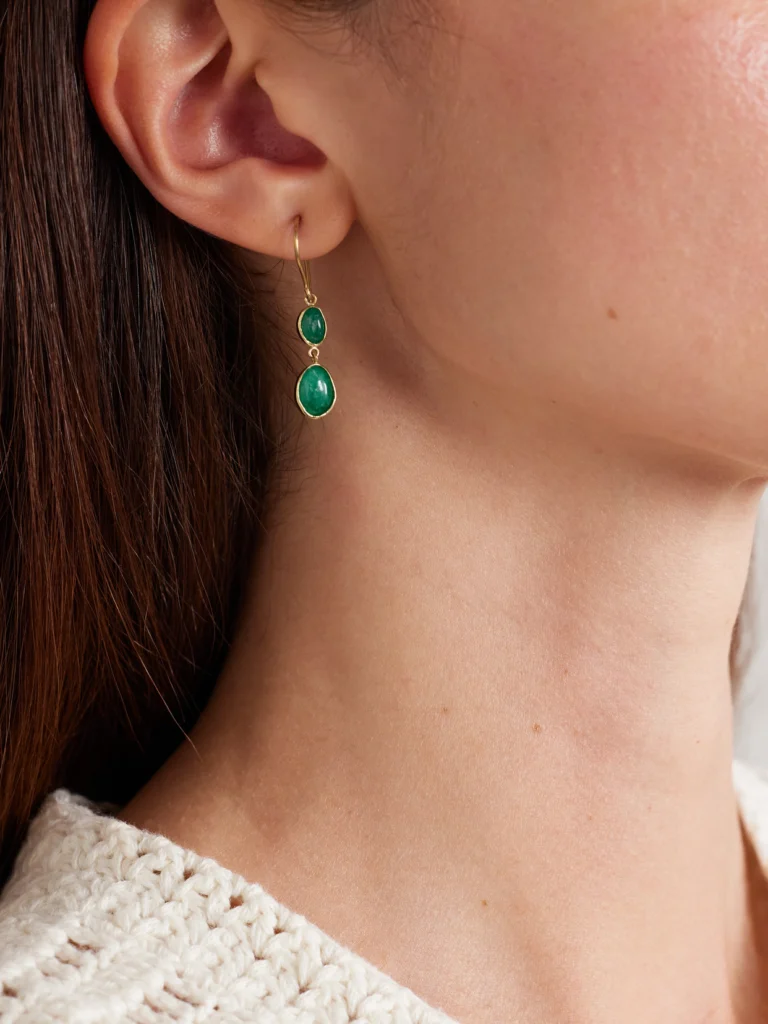 Pippa Small Double Drop 18-karat Gold Emerald Earrings