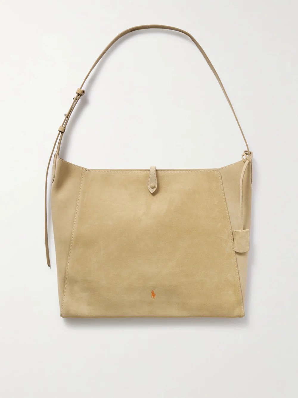 Polo Ralph Lauren Debossed Suede Shoulder Bag in beige