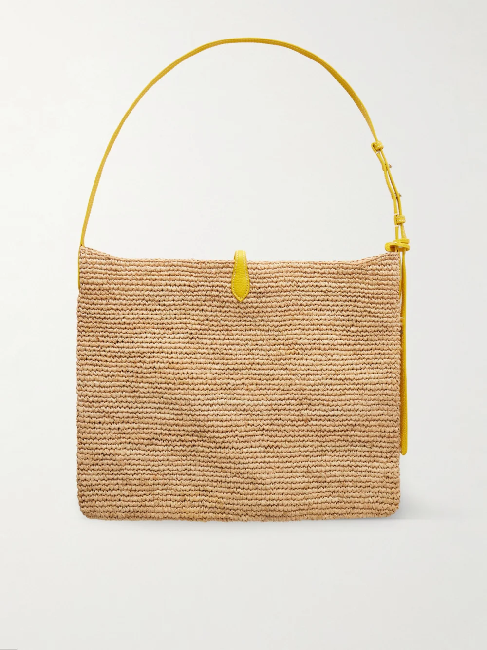 Back view of the Polo Ralph Lauren Leather-trimmed Embroidered Raffia Shoulder Bag
