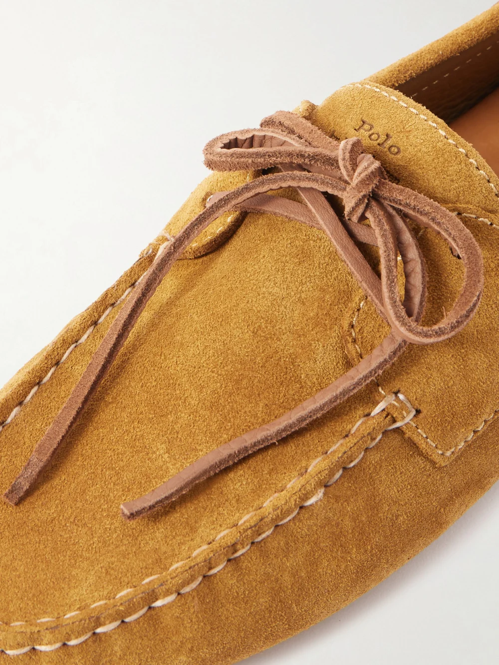 Close-up detail of the Polo Ralph Lauren Leather-trimmed Suede Loafers