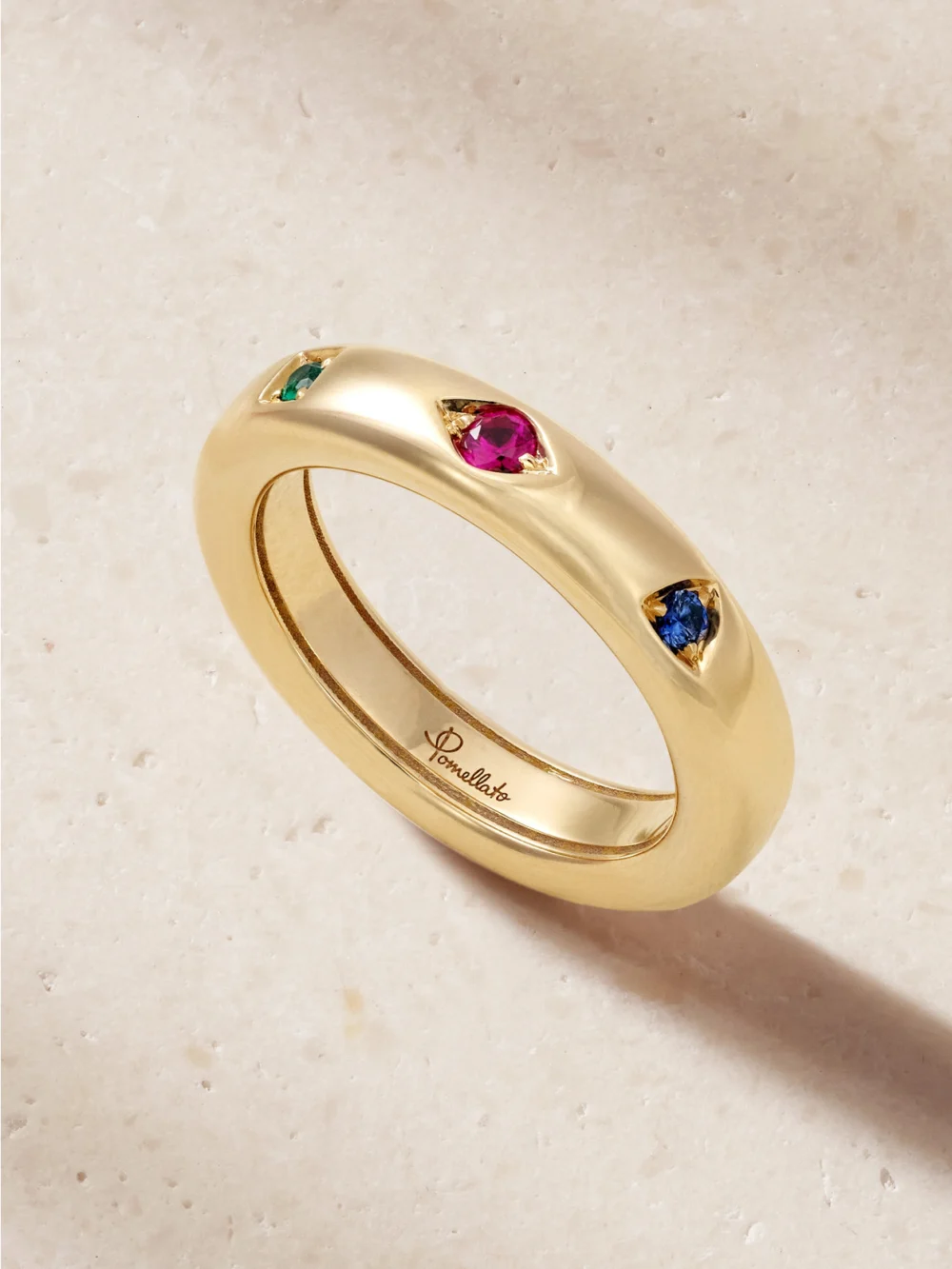 Pomellato Iconica 18-karat Rose Gold, Ruby, Sapphire and Emerald Ring in multi