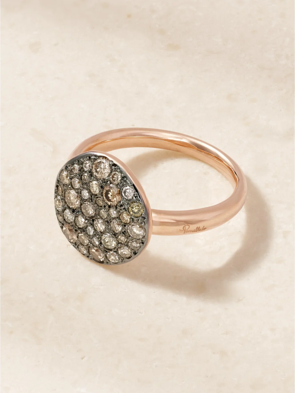 Pomellato Sabbia 18-karat Rose and Rhodium-plated Gold Brown Diamond Ring in 52