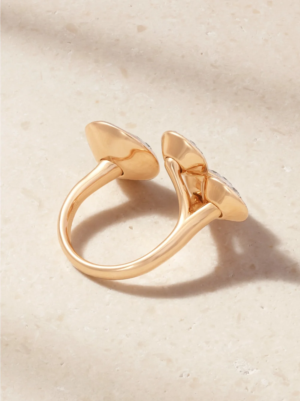 Back view of the Pomellato Sabbia 18-karat Rose and Rhodium-plated White Gold Diamond Ring