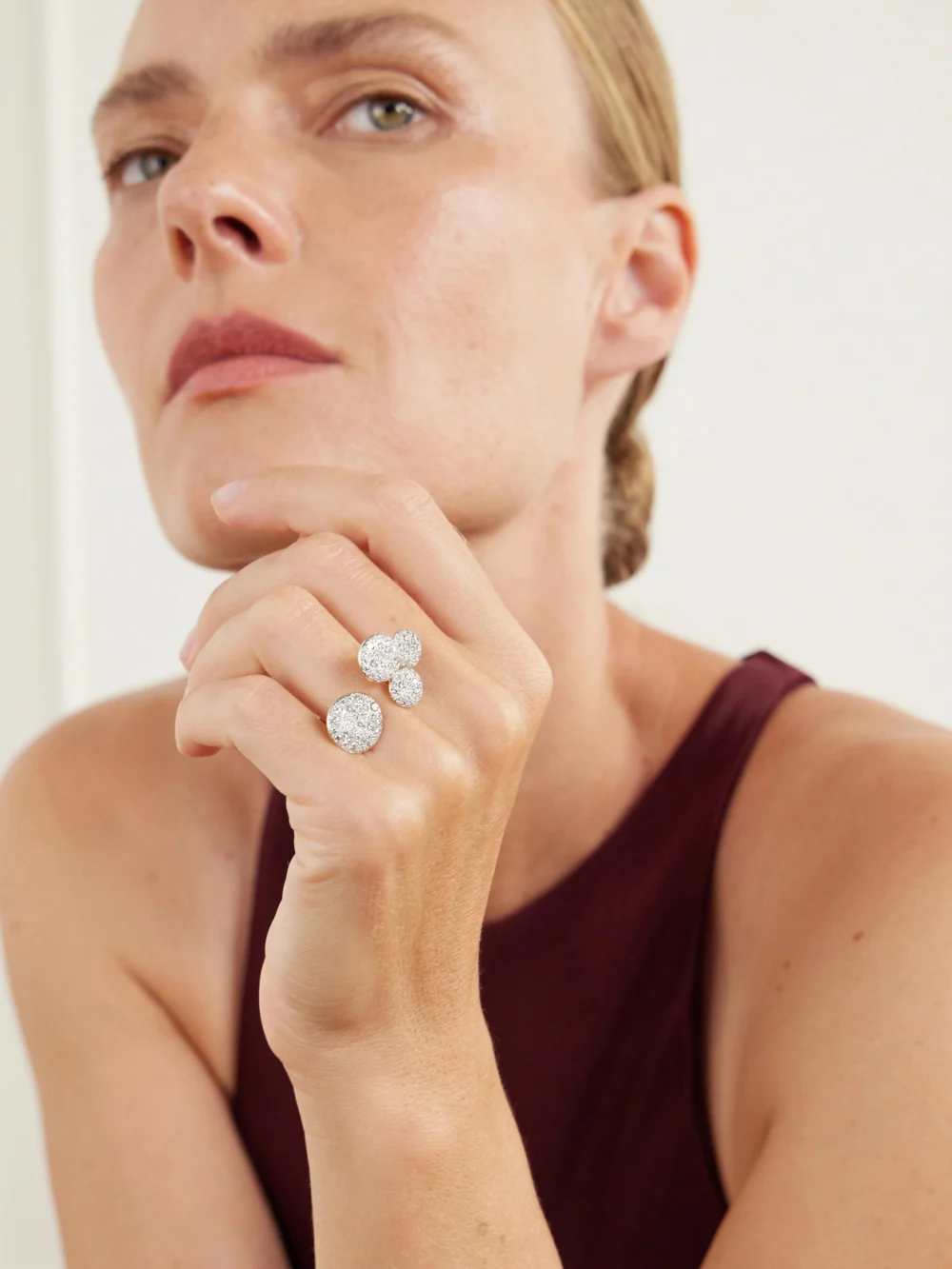 Pomellato Sabbia 18-karat Rose and Rhodium-plated White Gold Diamond Ring, styled view
