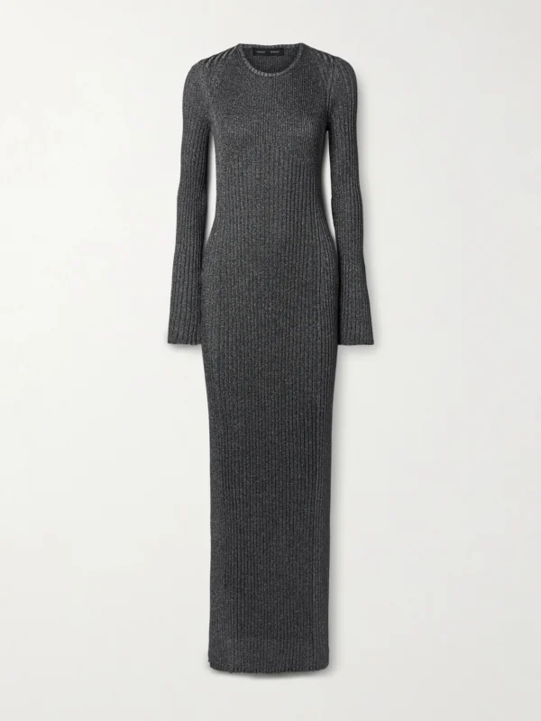 Proenza Schouler Joni Metallic Ribbed-knit Maxi Dress