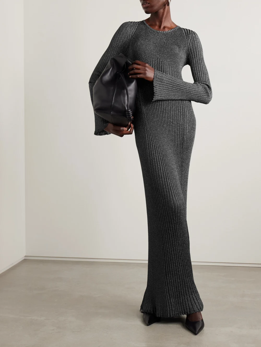 Proenza Schouler Joni Metallic Ribbed-knit Maxi Dress, worn by a model
