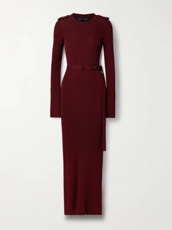 Proenza Schouler Lauryn Belted Ribbed-knit Maxi Dress