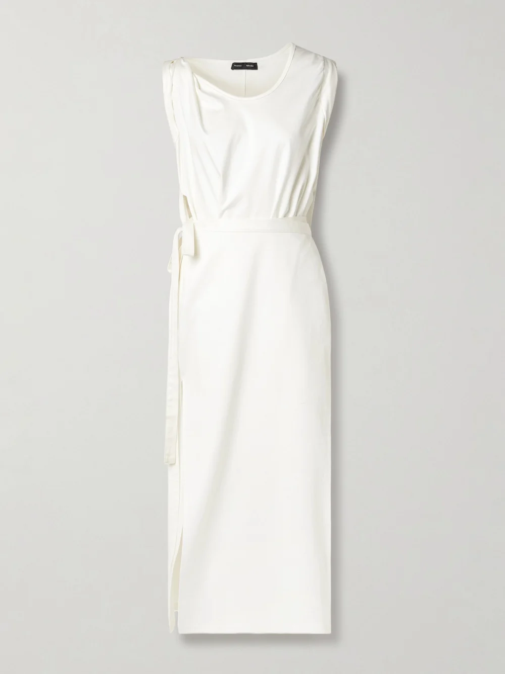 Proenza Schouler Lynn Gathered Organic Cotton-jersey Midi Wrap Dress in white
