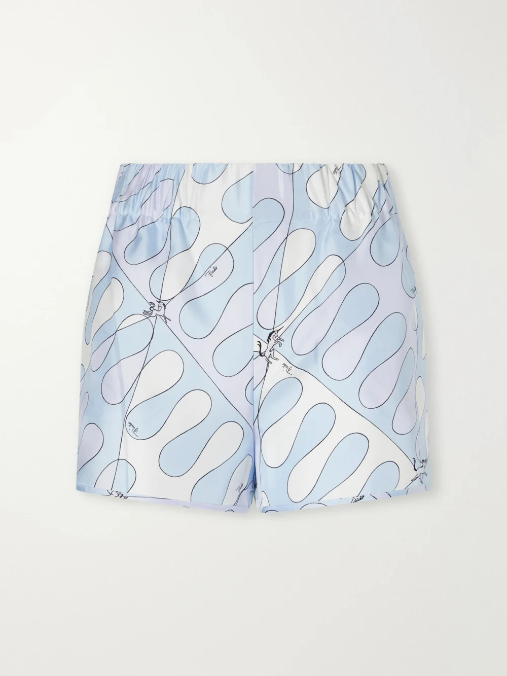 Pucci Printed Silk-twill Shorts in light blue