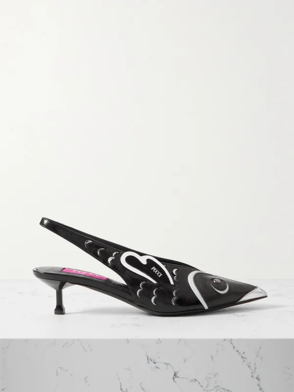 Pucci Studded Leather Slingback Pumps