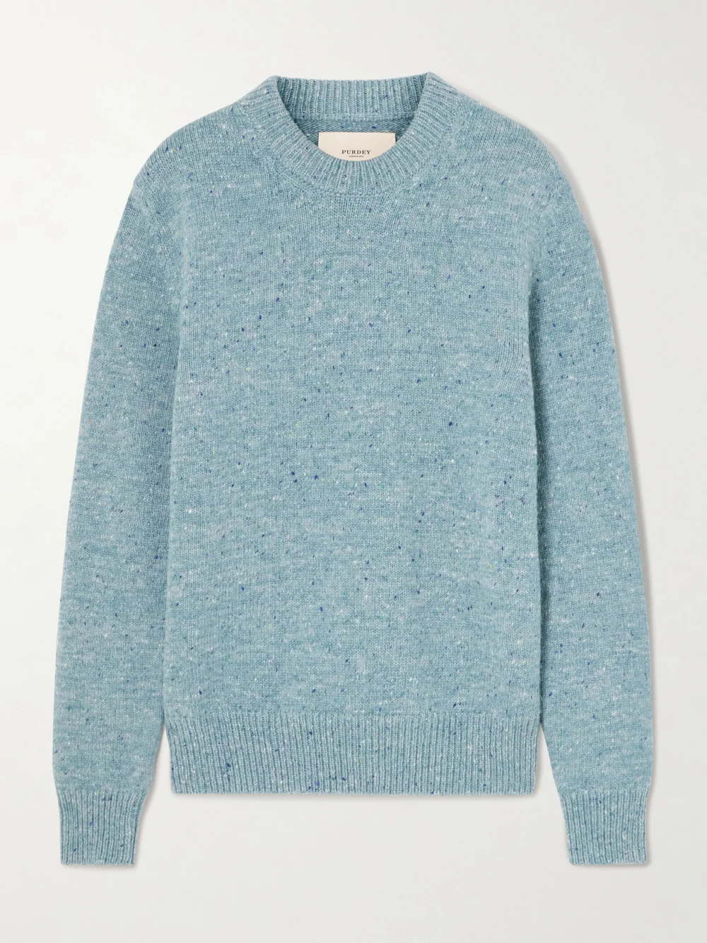 Purdey Dorton Donegal Wool and Cashmere-blend Sweater in light blue
