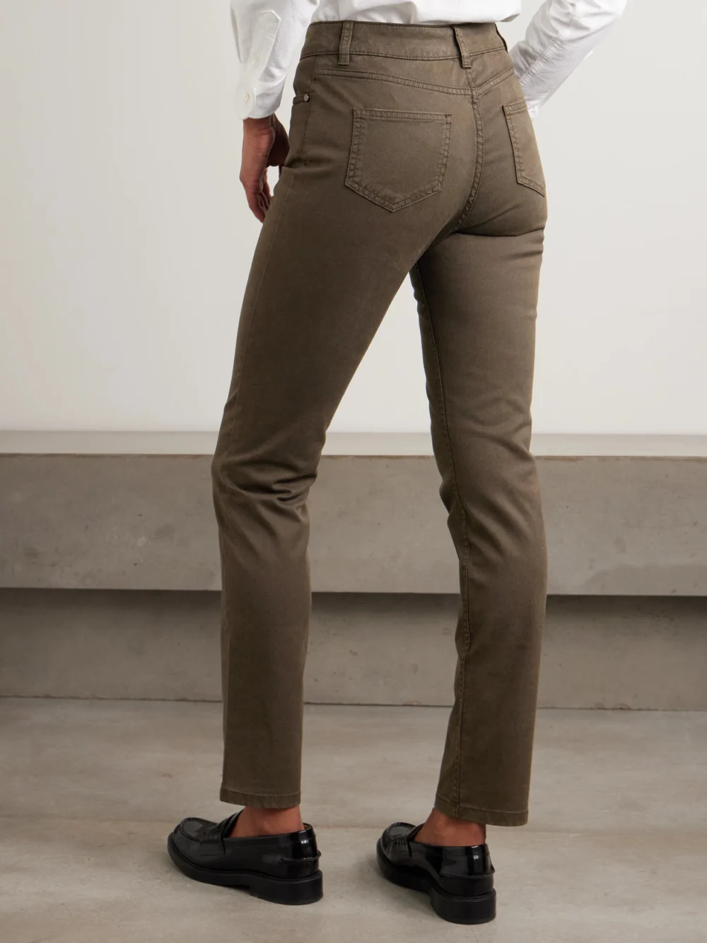 Back view of the Purdey Stretch-cotton, Tencel™ and Silk-blend Twill Skinny Pants