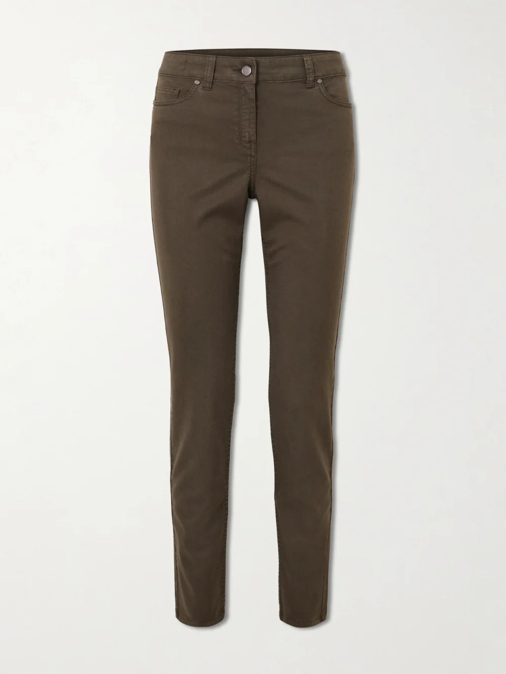 Purdey Stretch-cotton, Tencel™ and Silk-blend Twill Skinny Pants in dark brown