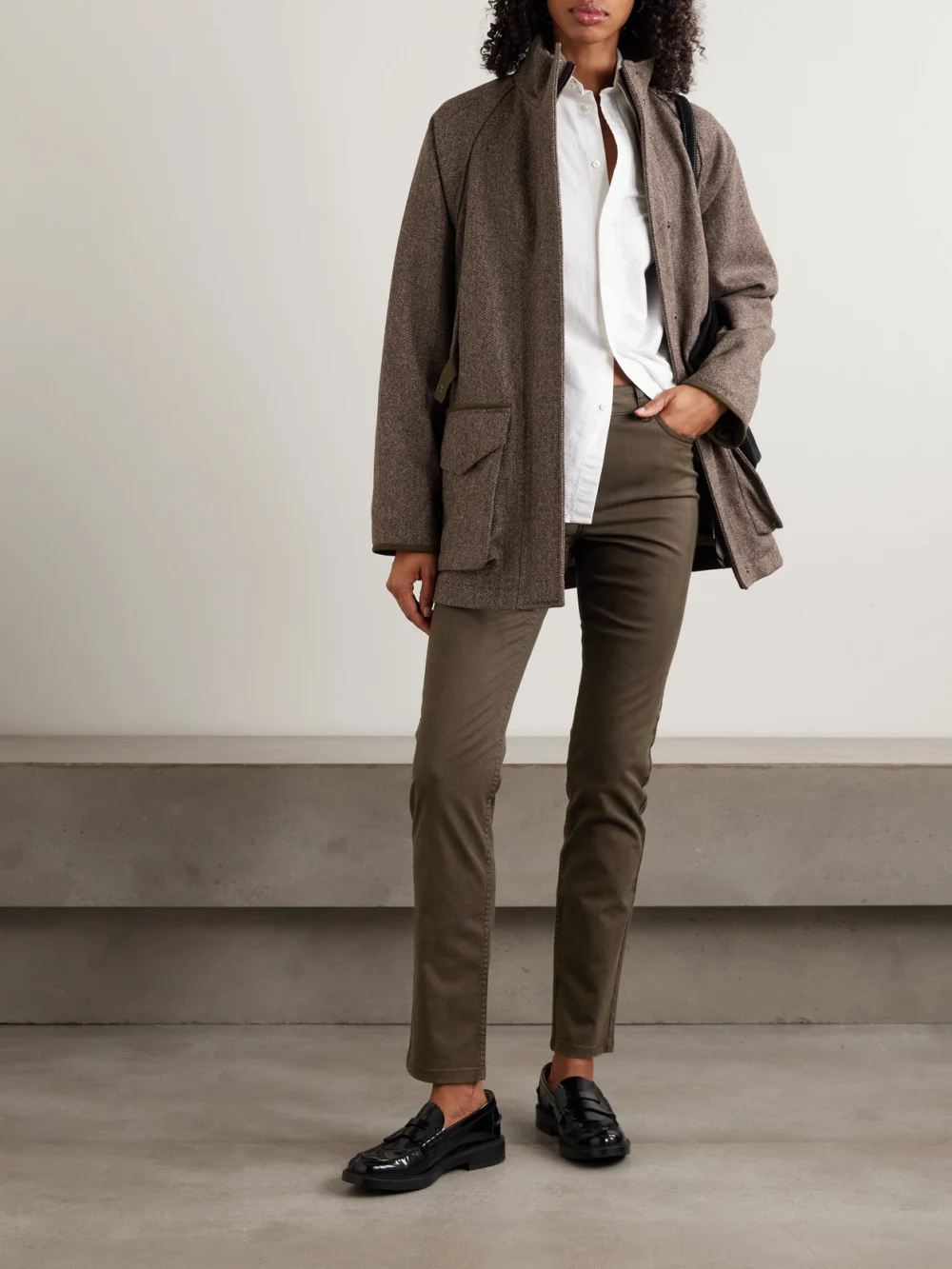 Purdey Stretch-cotton, Tencel™ and Silk-blend Twill Skinny Pants, worn by a model