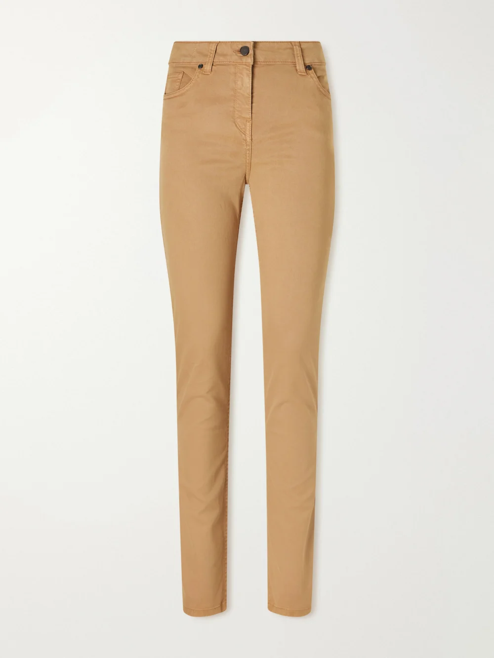 Purdey Stretch Cotton, Tencel™ and Silk-blend Twill Slim-leg Pants in camel
