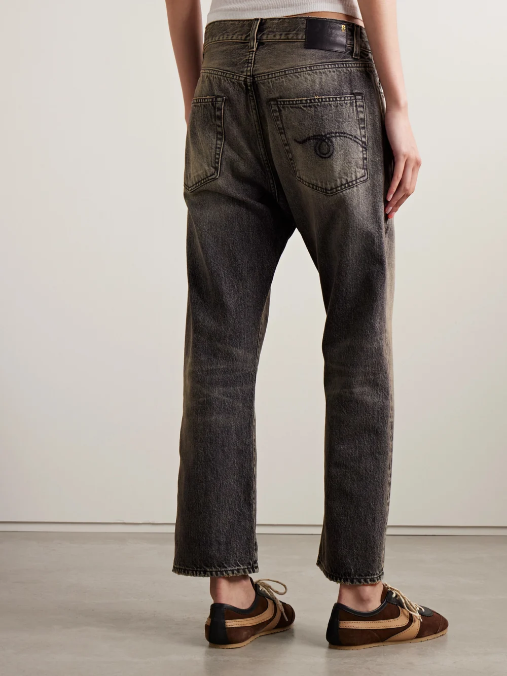 Back view of the R13 Boyfriend Low-rise Wide-leg Jeans