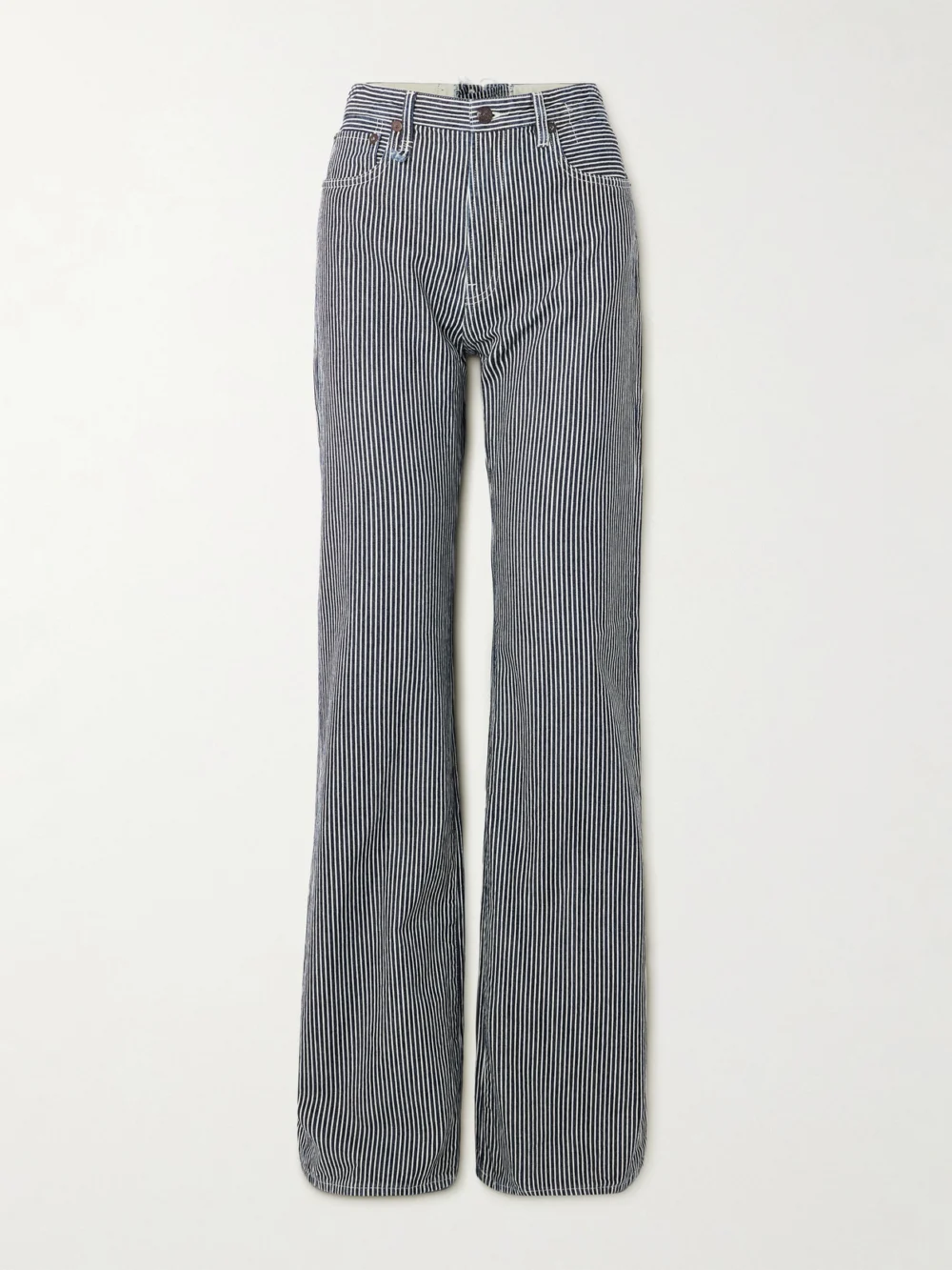R13 Lace Back Jane Striped High-rise Wide-leg Jeans in blue