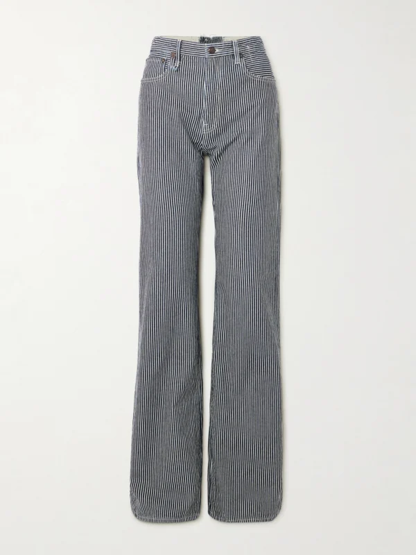 R13 Lace Back Jane Striped High-rise Wide-leg Jeans