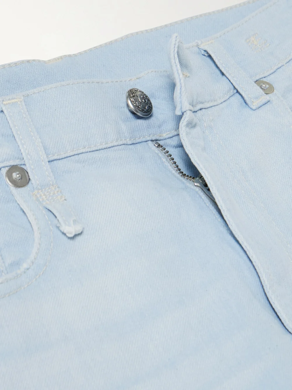 Close-up detail of the R13 Romeo Cropped High-rise Slim-fit Jeans
