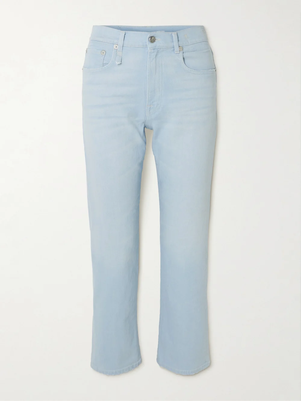 R13 Romeo Cropped High-rise Slim-fit Jeans in light denim