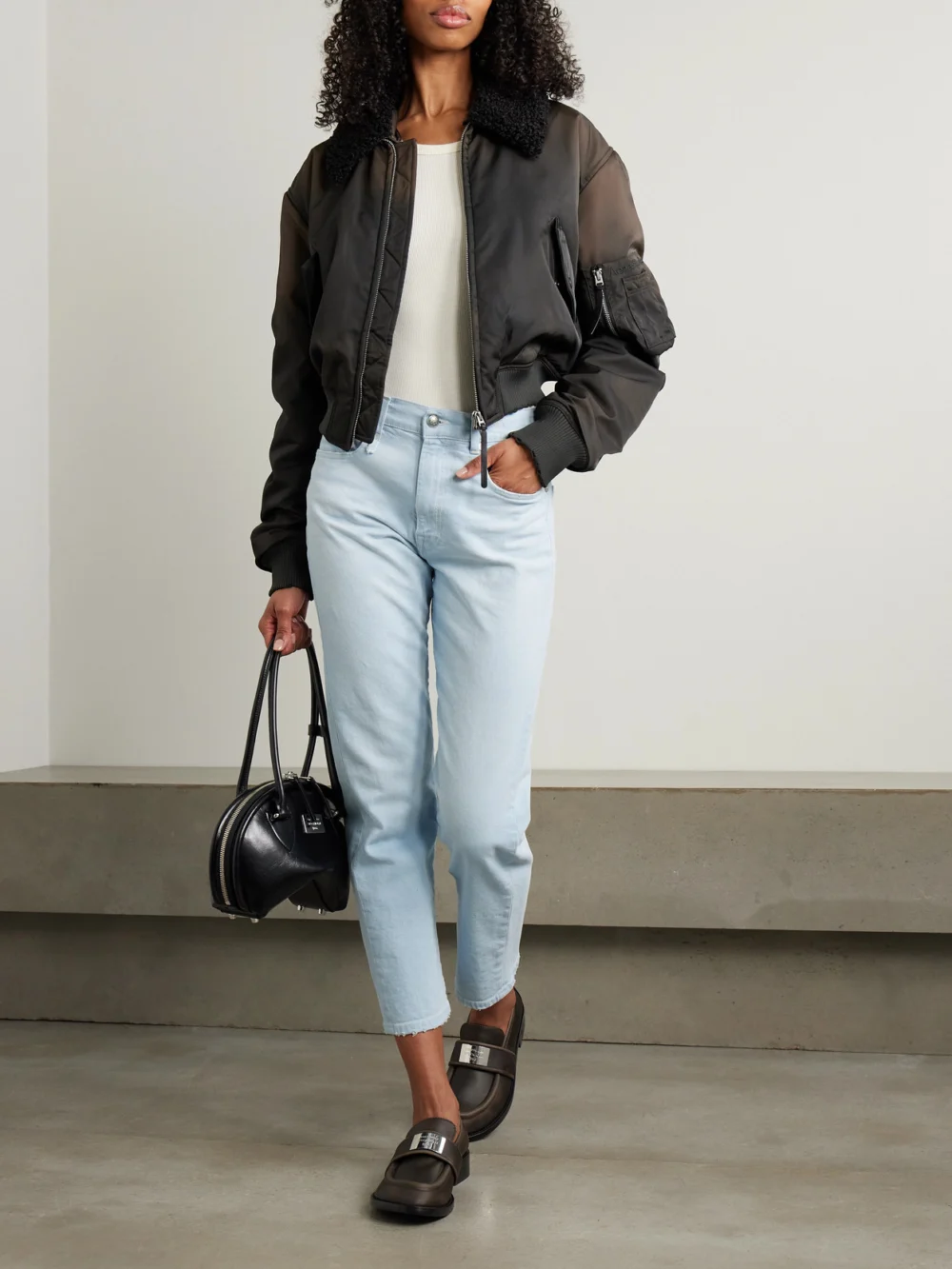 R13 Romeo Cropped High-rise Slim-fit Jeans, worn by a model