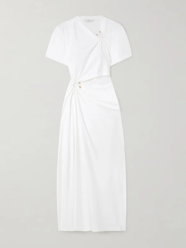 Rabanne Embellished Cutout Jersey Midi Dress