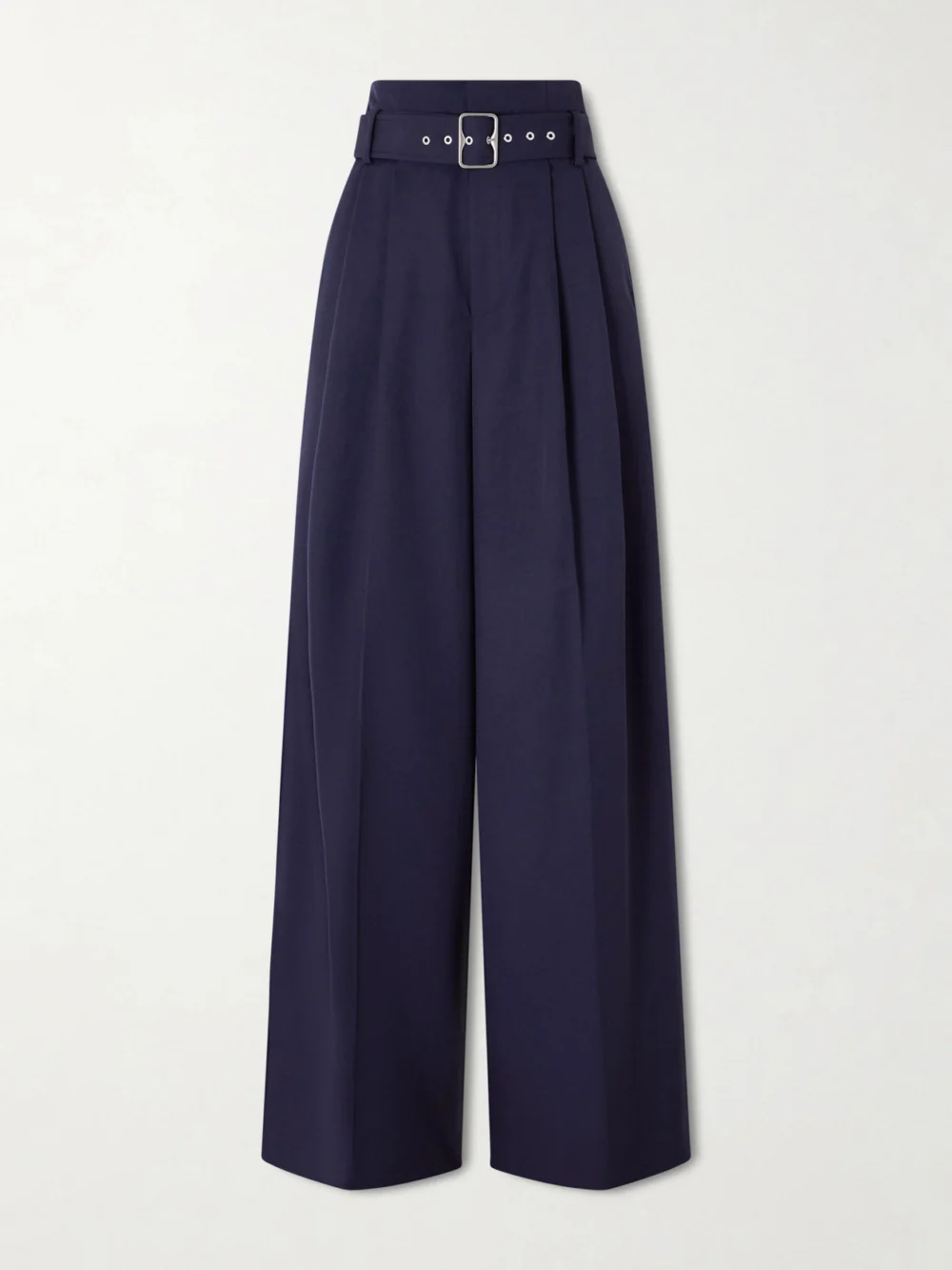 Ralph Lauren Collection Belted Pleated Wool-twill Wide-leg Pants in navy