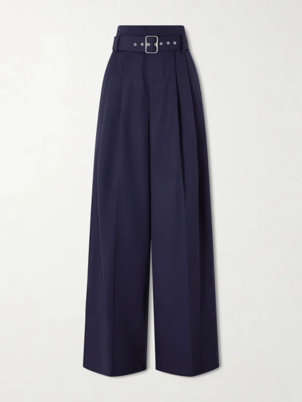 Ralph Lauren Collection Belted Pleated Wool-twill Wide-leg Pants