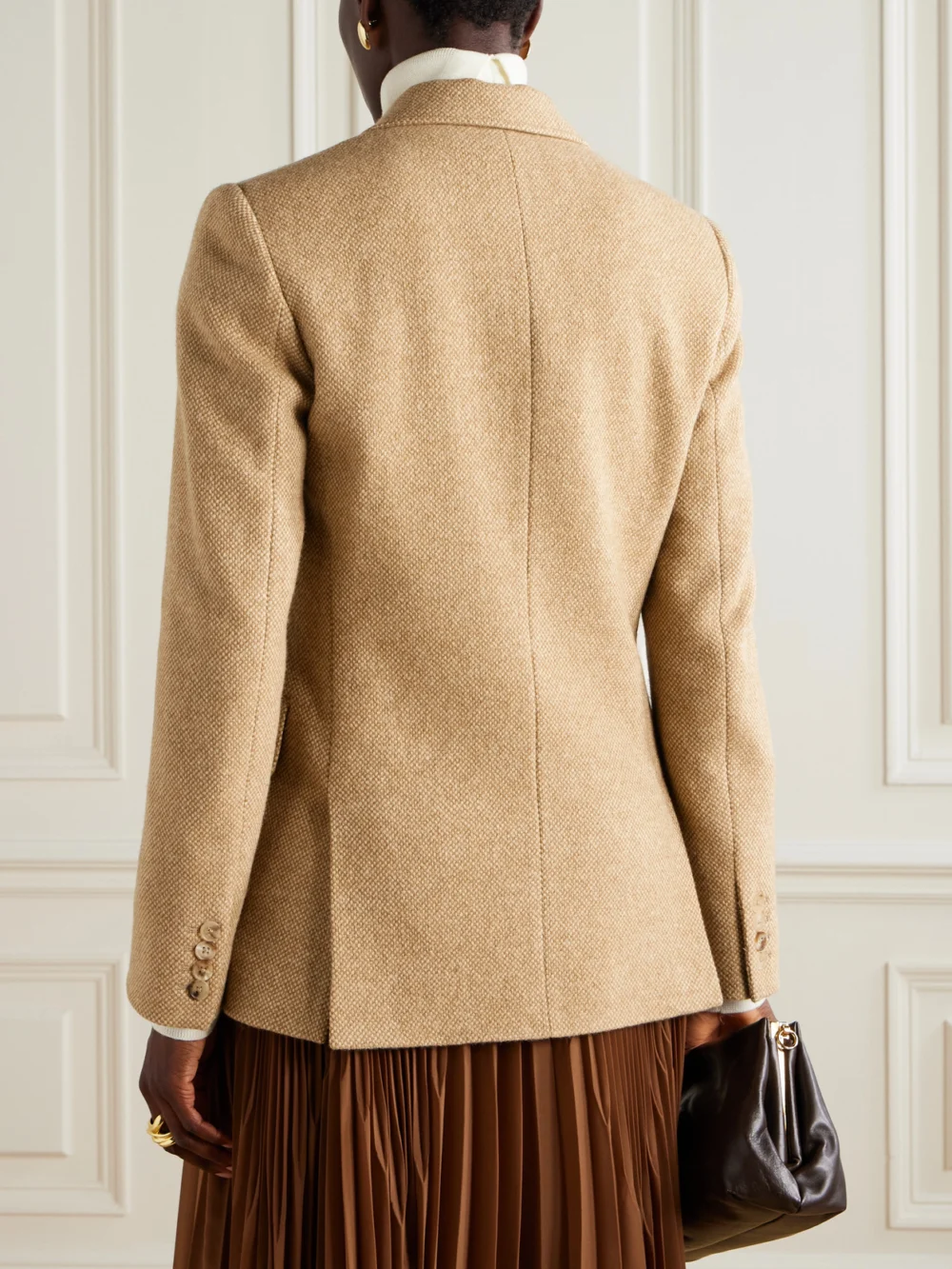 Back view of the Ralph Lauren Collection Eli Wool and Cashmere-blend Tweed Blazer