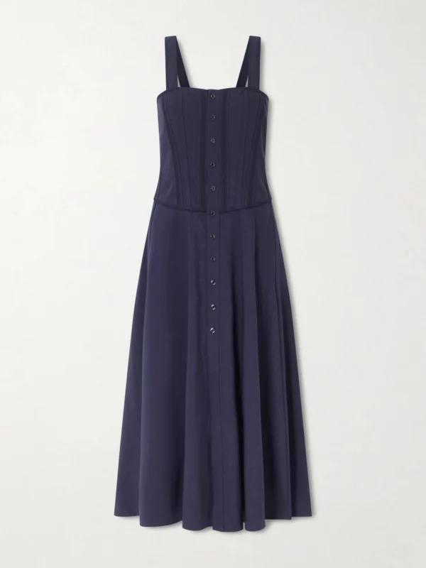 Ralph Lauren Collection Sophee Pintucked Cotton-blend Jersey Midi Dress