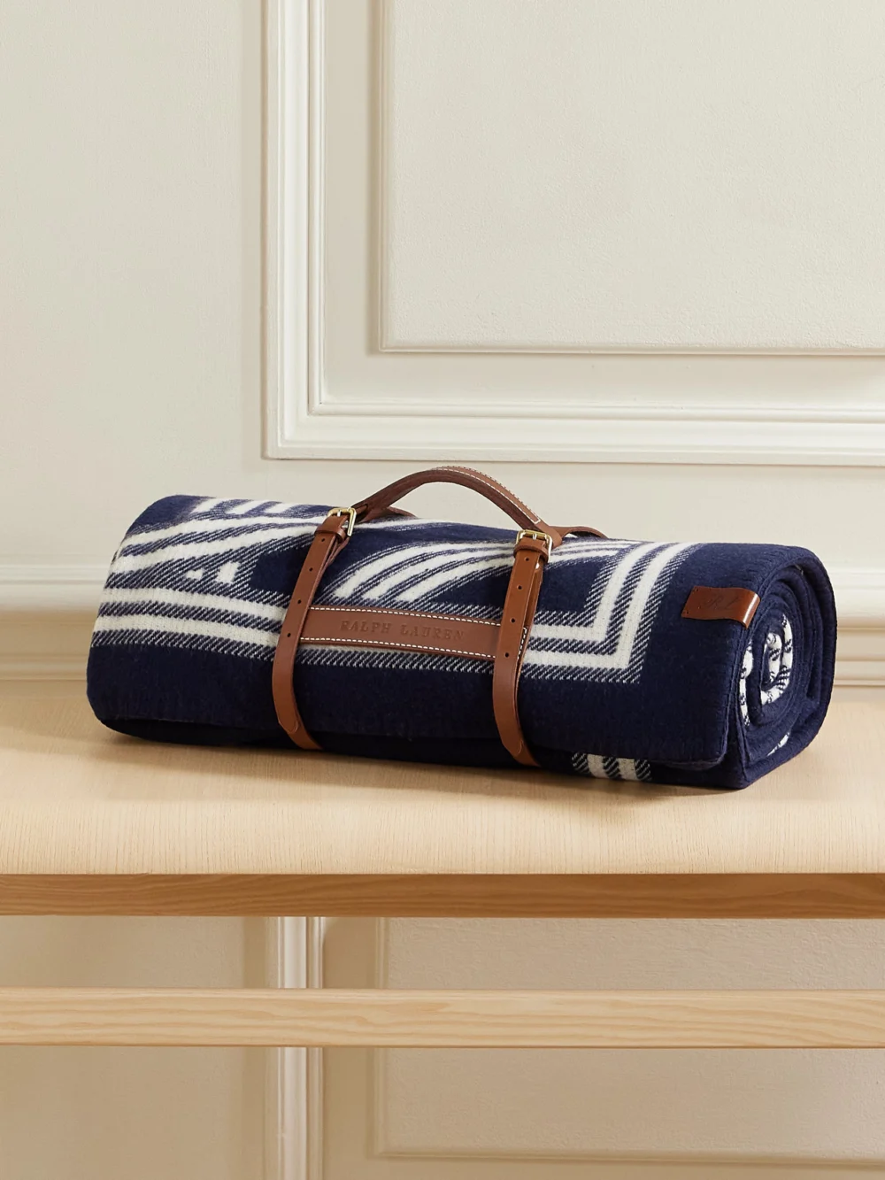Ralph Lauren Home Berken Merino Wool and Cashmere-blend Jacquard Blanket in blue