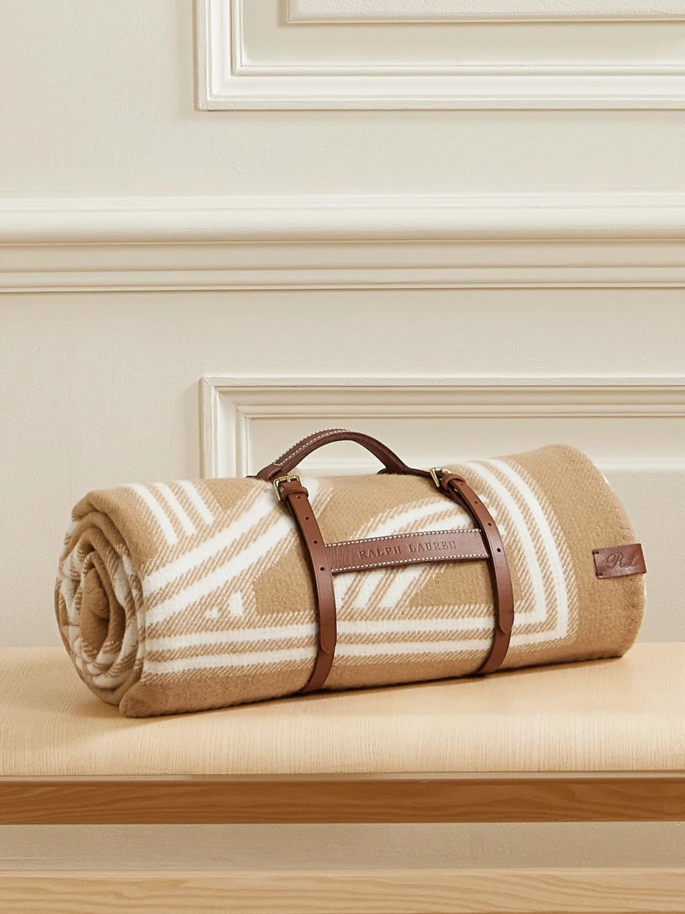 Ralph Lauren Home Berken Merino Wool and Cashmere-blend Jacquard Blanket in sand
