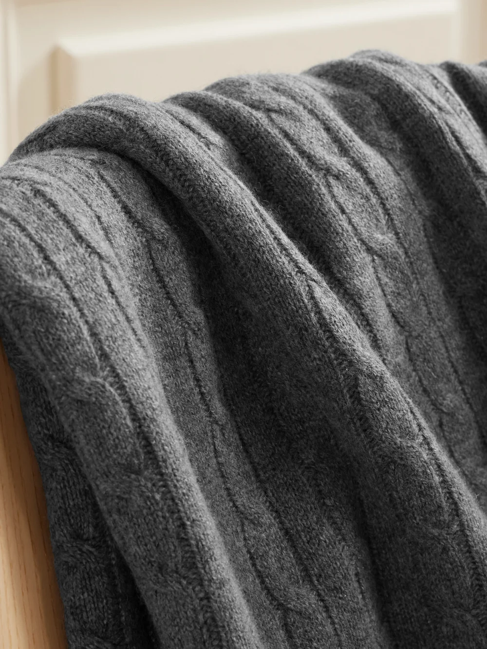 Close-up detail of the Ralph Lauren Home Cable-knit Cashmere Blanket