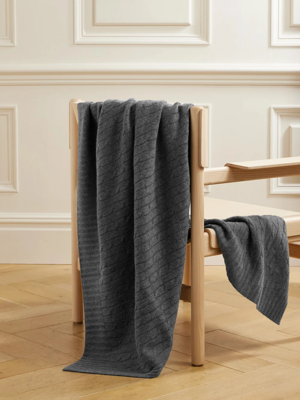 Ralph Lauren Home Cable-knit Cashmere Blanket in charcoal