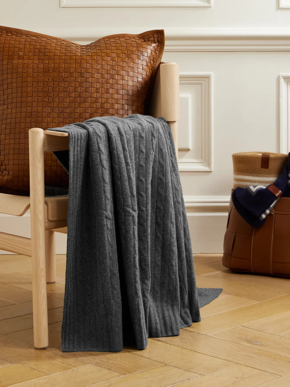 Ralph Lauren Home Cable-knit Cashmere Blanket, styled view