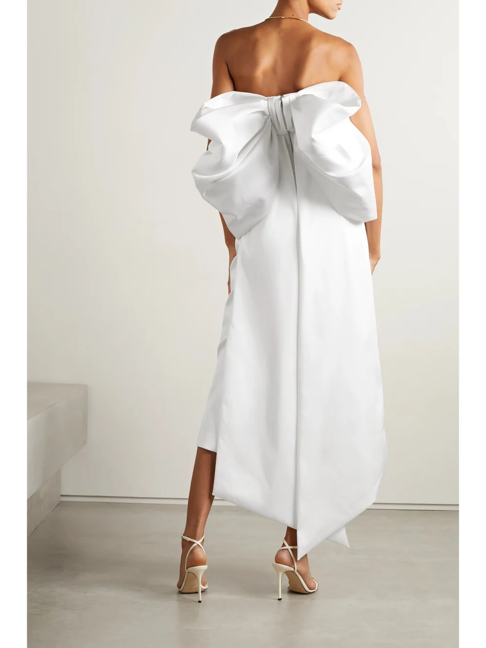 Back view of the Rasario Bow-embellished Satin Midi Dress