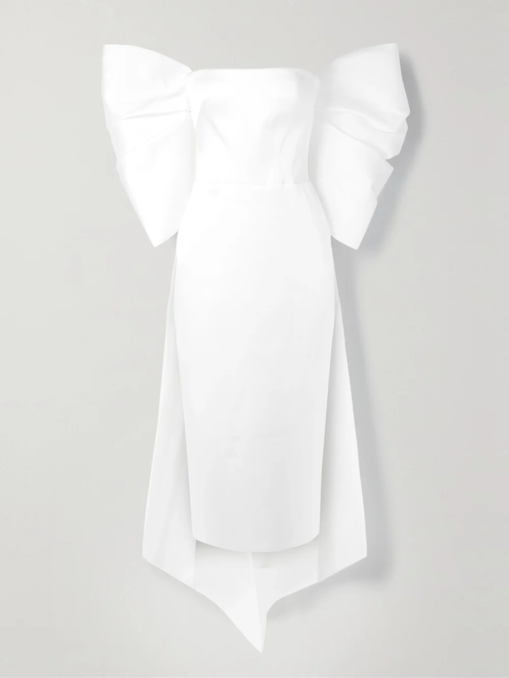 Rasario Bow-embellished Satin Midi Dress in white