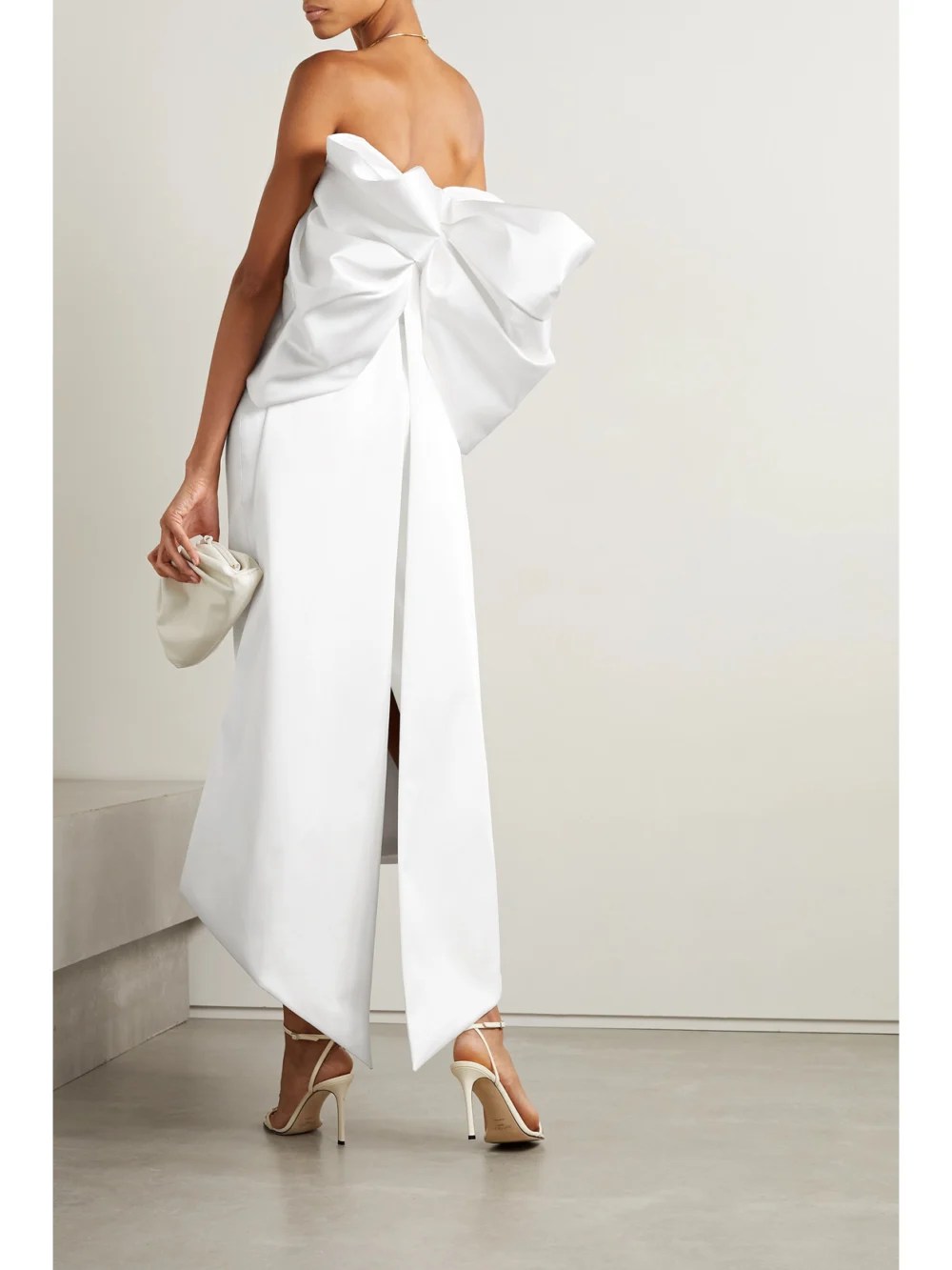 Rasario Bow-embellished Satin Midi Dress, worn by a model